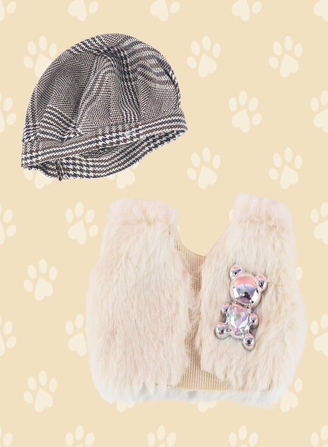 18INDC 17cm Doll Clothes 2 Pcs Set - 1 White Bear Fur Clothes & 1 Brown Hat for 15-17cm Dolls Outfit,Fashion Mini Doll Accessories (No Dolls) - Image 3